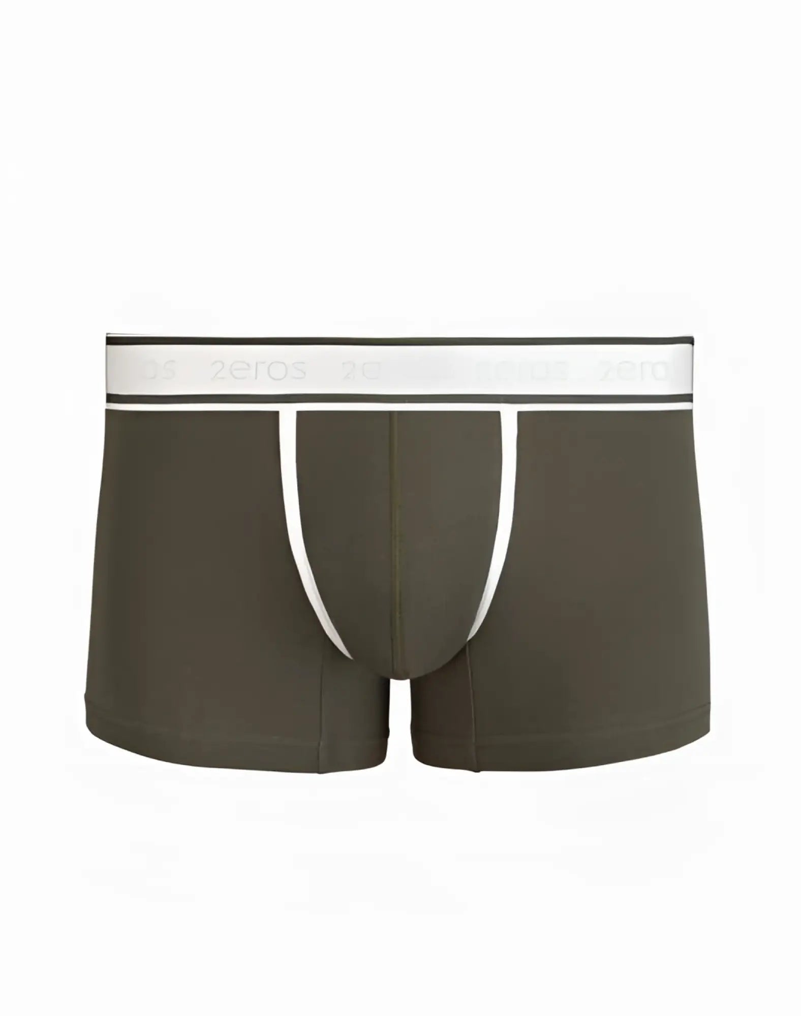 Olive green 2eros titan trunk underwear with white elastic waistband and trim for comfortable everyday wear