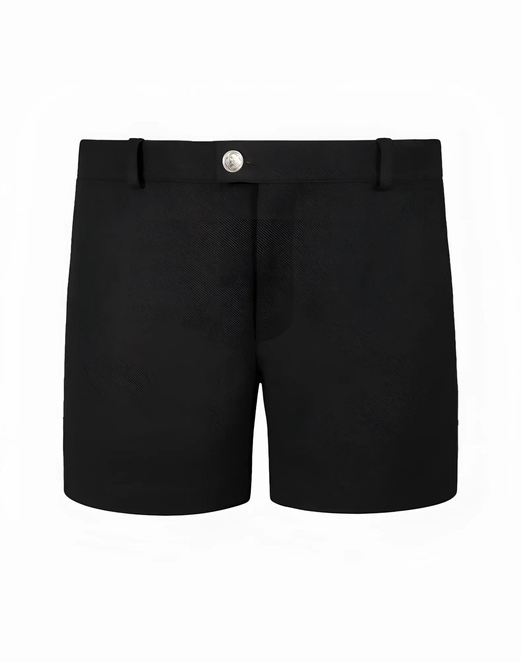 Black tailored 2eros trinity shorts featuring a silver toned button at the waistband for stylish wear