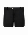 Black tailored 2eros trinity shorts featuring a silver toned button at the waistband for stylish wear