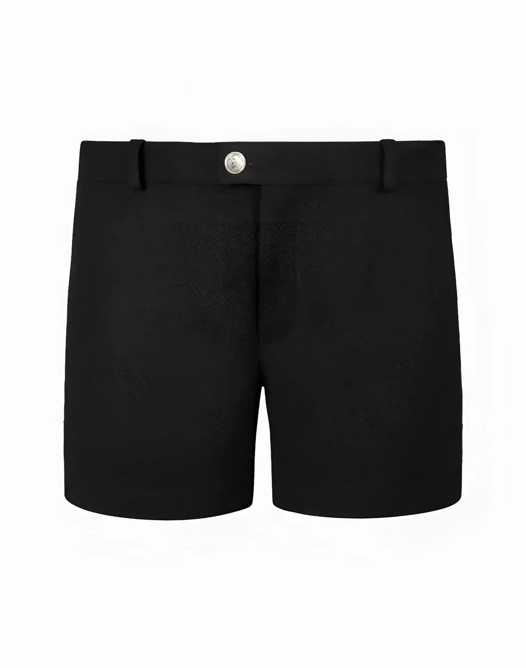 Black tailored 2eros trinity shorts featuring a silver toned button at the waistband for stylish wear