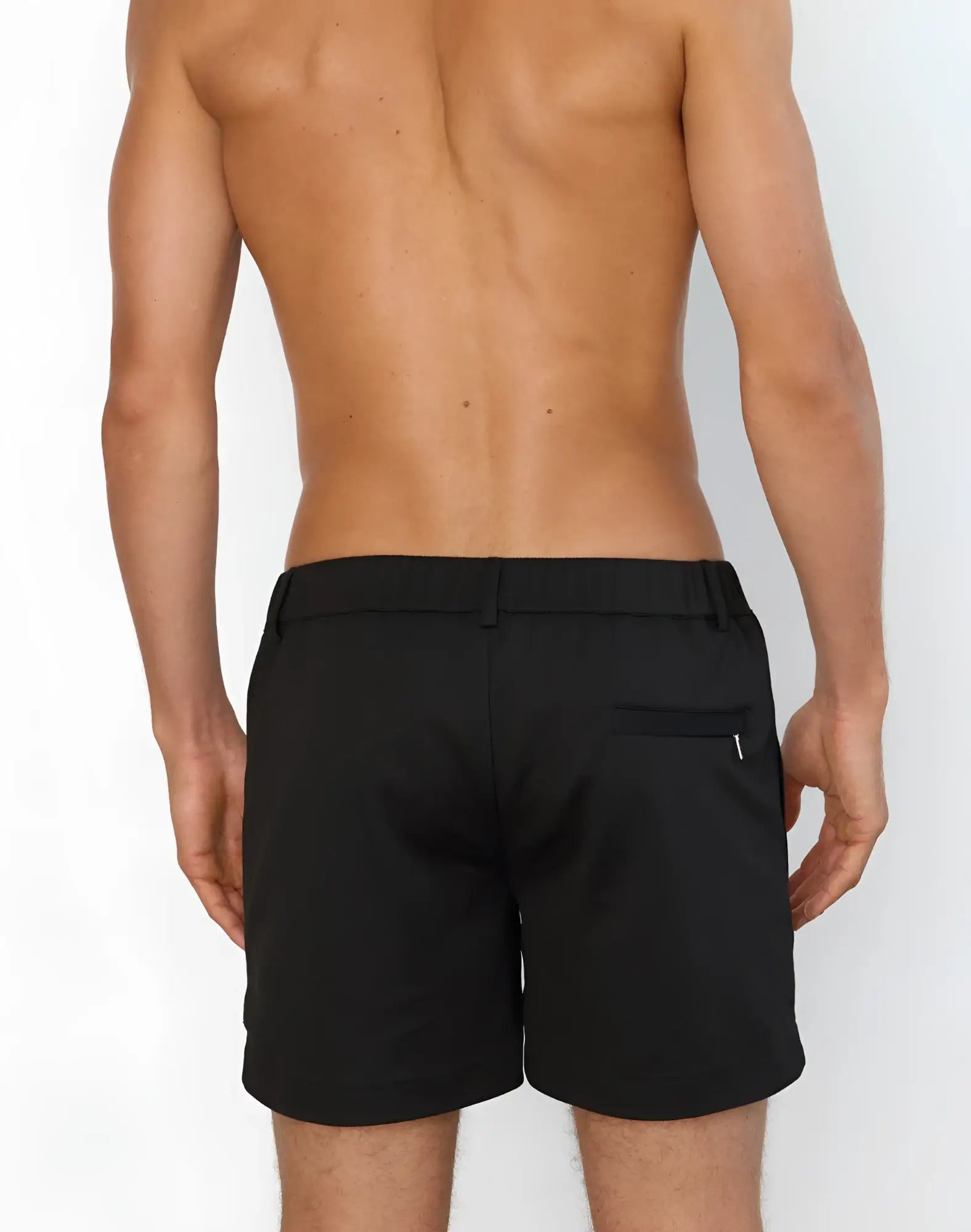 Black tailored 2EROS Trinity shorts with sleek modern design and subtle side pockets for stylish casual wear