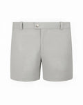 Light gray tailored 2EROS Trinity shorts with silver button closure and belt loops for casual wear