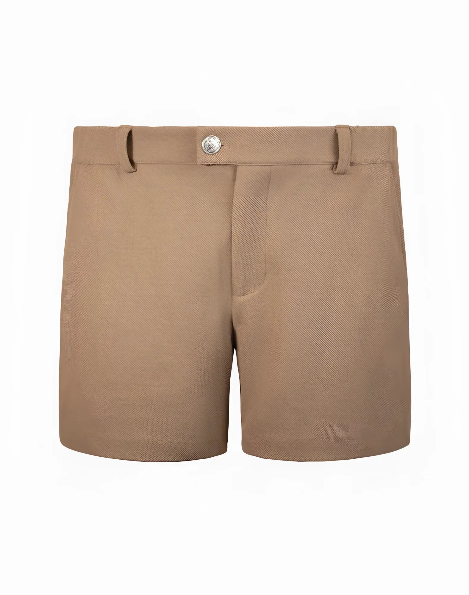 Beige 2eros trinity chino shorts in taupe with silver button and belt loops