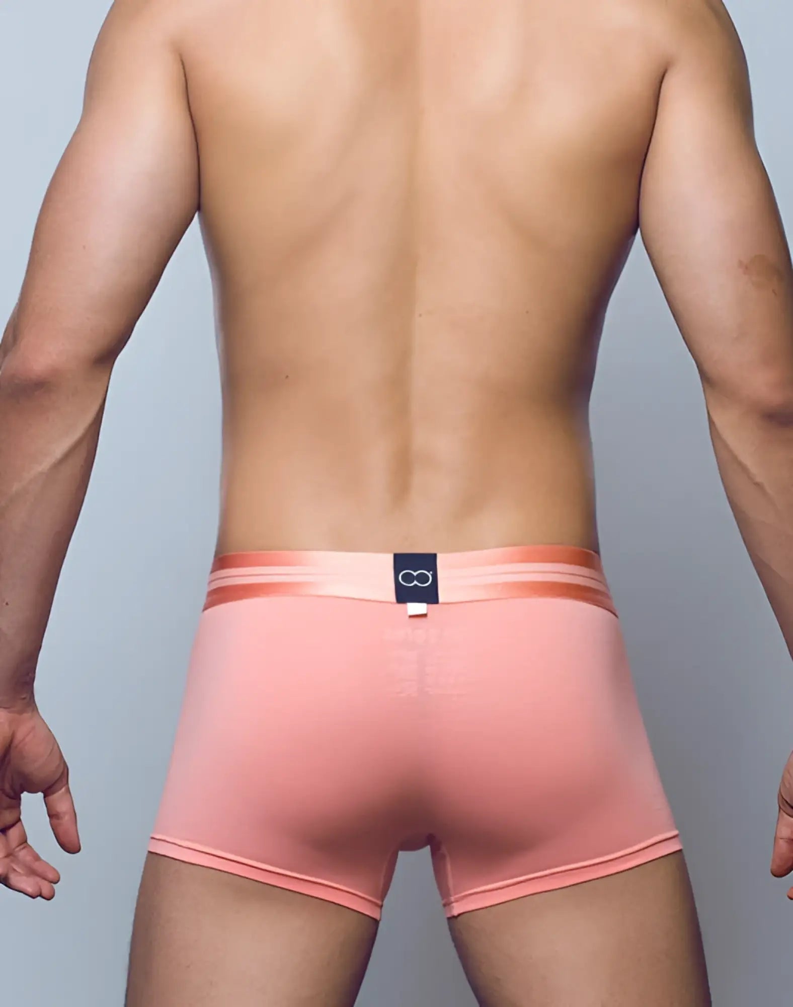Pink 2EROS U30 Athena trunks underwear featuring a striped waistband and black brand tag in peach amber