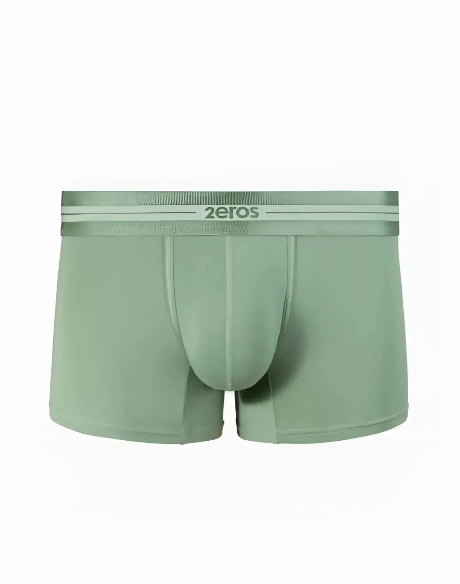Mint green 2eros u30 athena trunks underwear with ribbed waistband featuring 2eros brand name in shale green