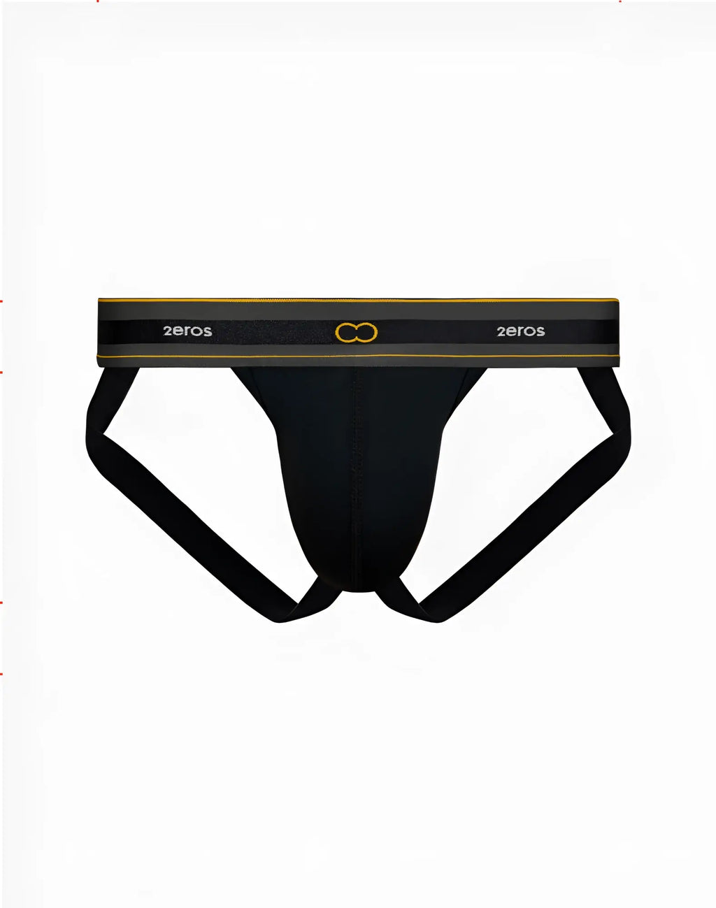 Black 2eros u91 adonis jockstrap underwear in black with gold trim and logo for supportive athletic wear