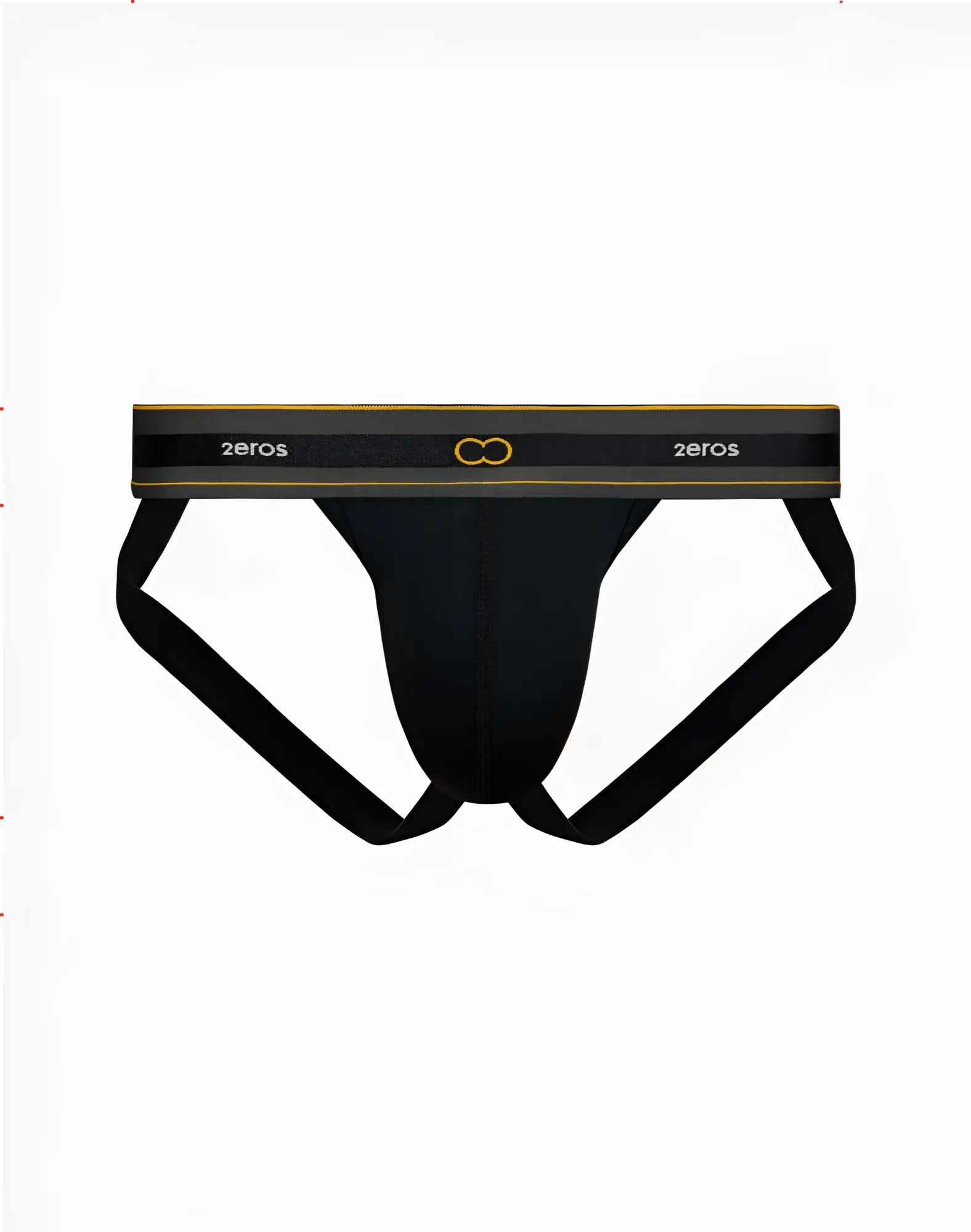 Black 2eros u91 adonis jockstrap underwear in black with gold trim and logo for supportive athletic wear
