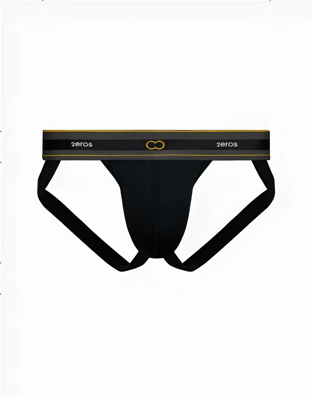 Black 2eros u91 adonis jockstrap underwear in black with gold trim and logo for supportive athletic wear