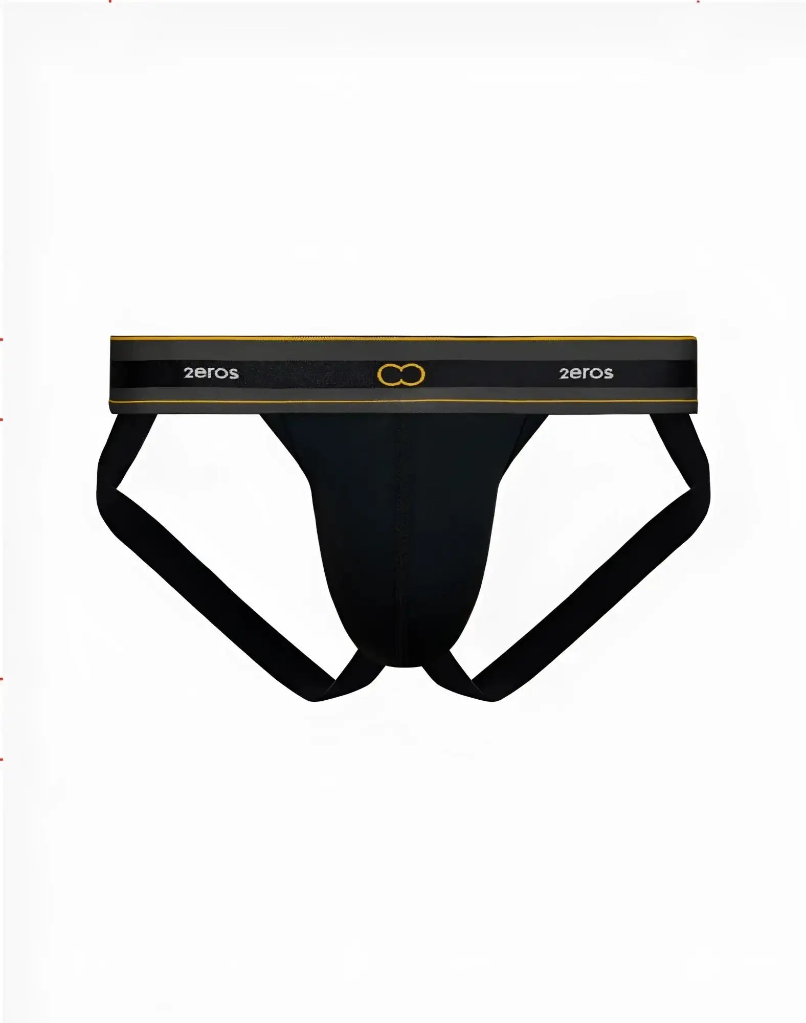 Black 2eros u91 adonis jockstrap underwear in black with gold trim and logo for supportive athletic wear