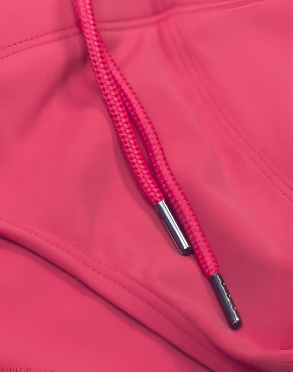 Bright pink braided drawstring with metallic silver aglets on 2eros v10 core series 2 coral swimwear