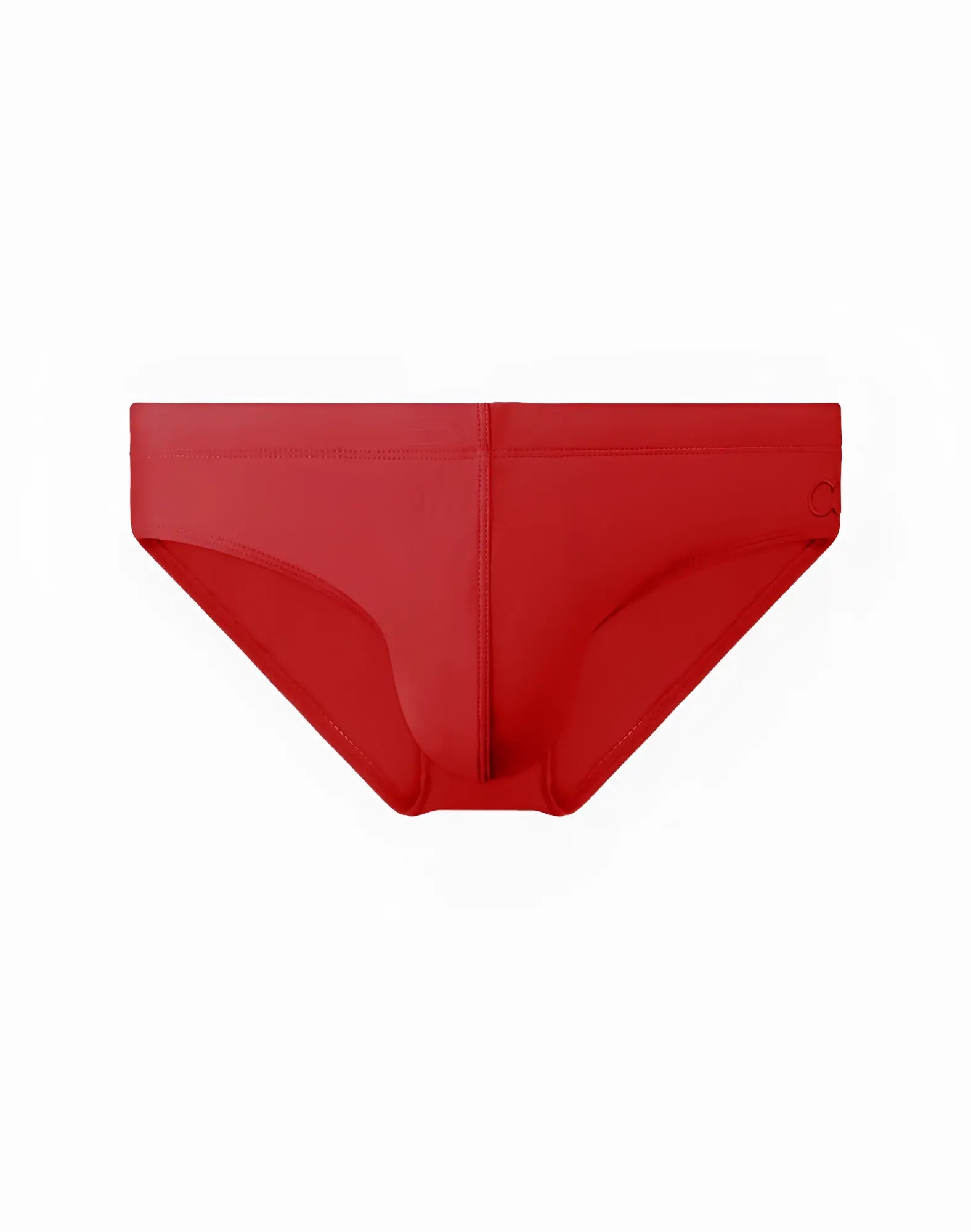 Red 2EROS V10 Core Series 2 swim trunks featuring sleek minimalist design and subtle stitching details in rust color