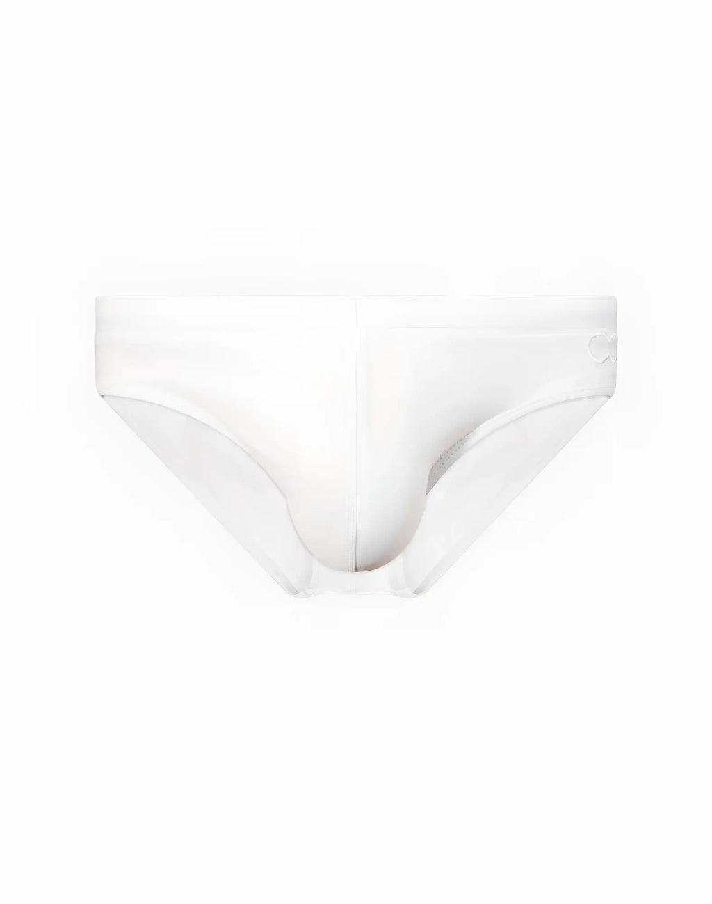 White 2EROS v10 core swim briefs with a smooth seamless design and subtle side branding