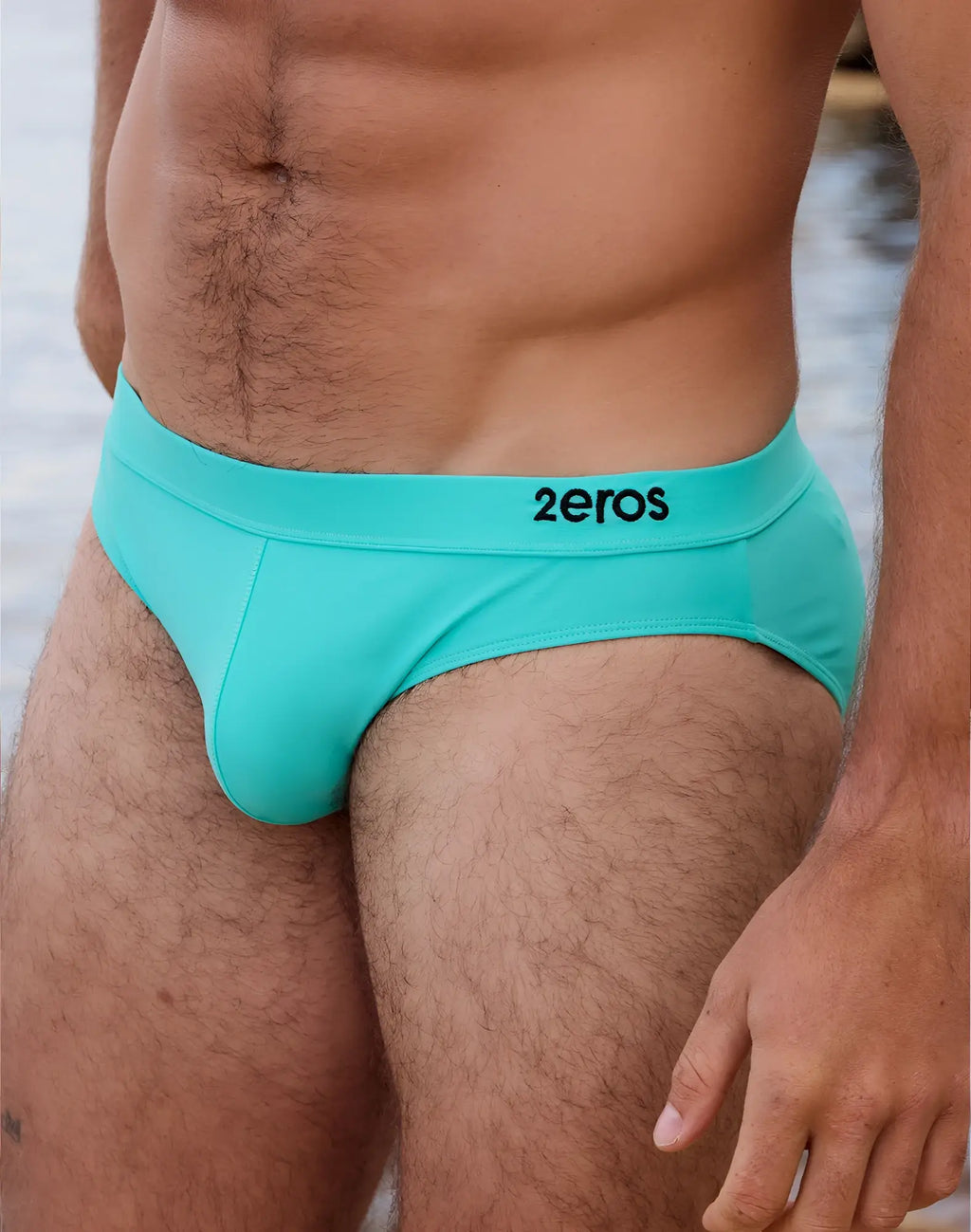 2EROS V10 Encore swim brief in neon blue featuring a snug contoured design ideal for swimming and beachwear