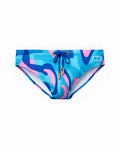 2eros v10 print swimwear kai blue blue and pink abstract patterned swim trunks with matching drawstring tie