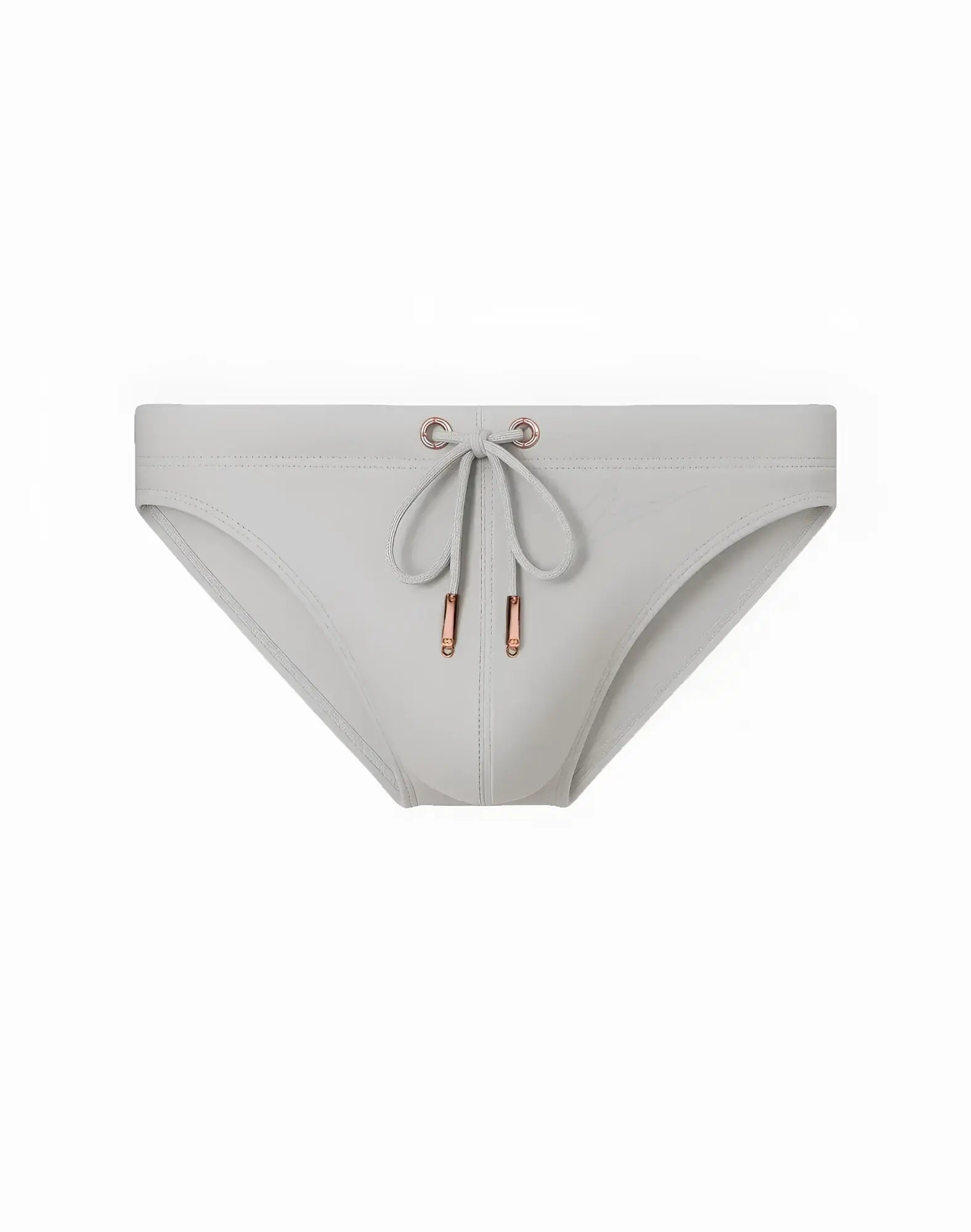 Light gray 2eros v20 core swim trunks with drawstring waistband and rose gold toned metal hardware