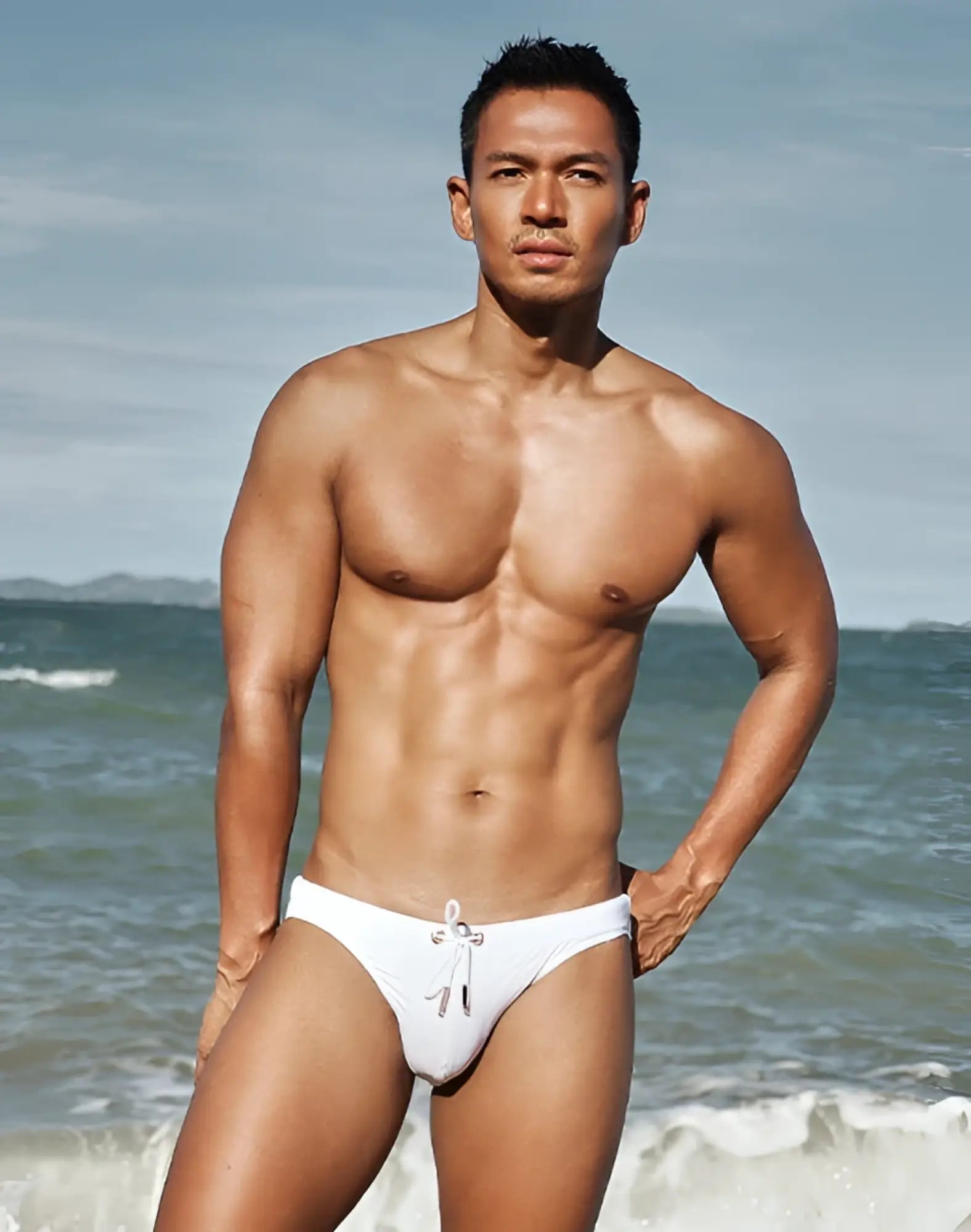 White 2eros v20 core swimwear swim trunks with drawstring waistband made of quick-dry fabric
