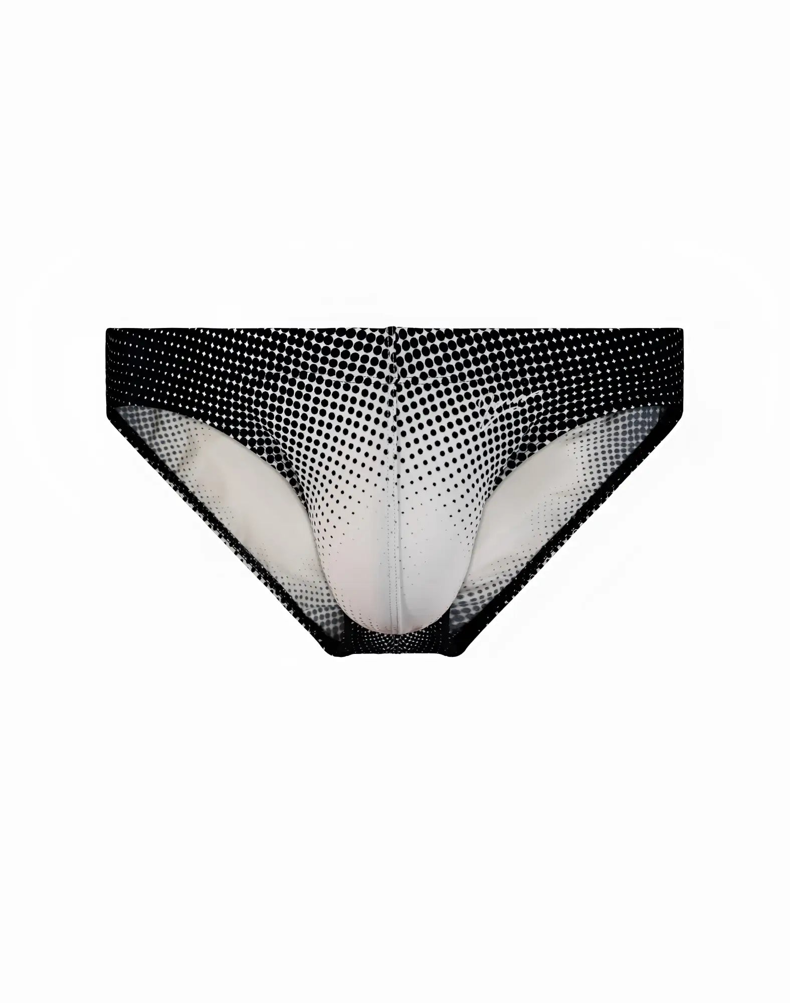 2eros v20 printed swim brief in comic black white with halter style and bold dot gradient pattern