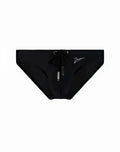 Black 2eros v20 signature swim briefs with drawstring waistband silver metal hardware and embroidered logo on side