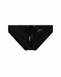Black 2eros v20 signature swim briefs with drawstring waistband silver metal hardware and embroidered logo on side