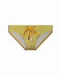Yellow patterned 2eros v20 signature swim trunks with matching drawstring and metallic hardware for swimwear use