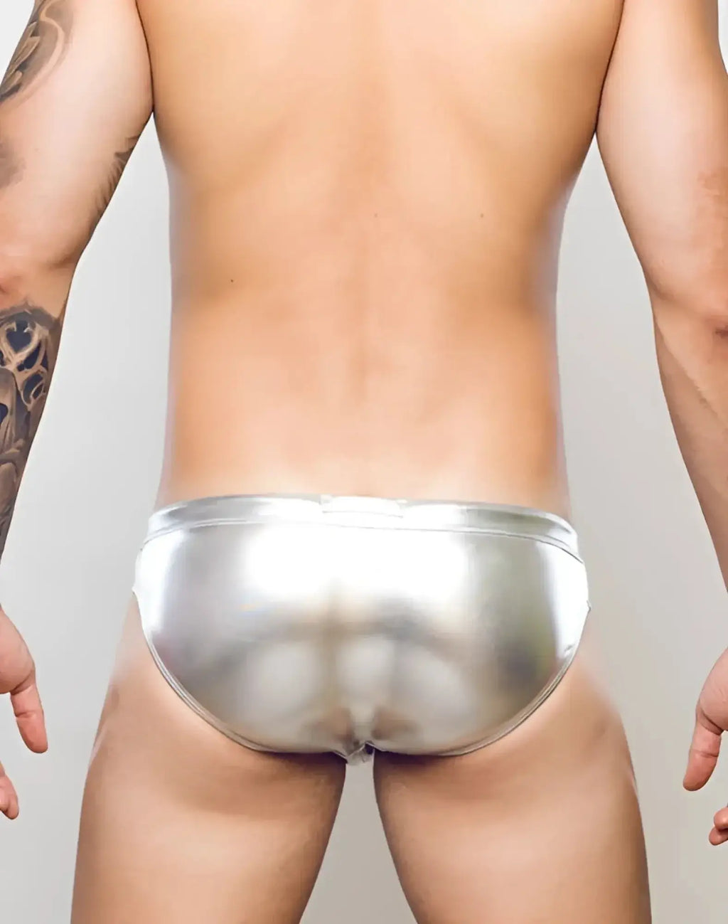 Silver metallic 2eros v30 swim briefs with a sleek shiny finish perfect for swimwear and beachwear