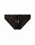 Black 2eros v30 textured swim brief with subtle pattern and matching drawstring closure for swimming