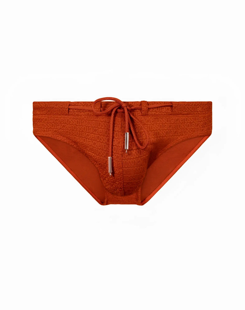 Orange 2eros v30 textured swim brief with matching drawstring waistband in signet carmine color