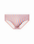 2EROS V40 printed swim sunga in wavy orange and light blue stripes with white interior lining for swimwear use