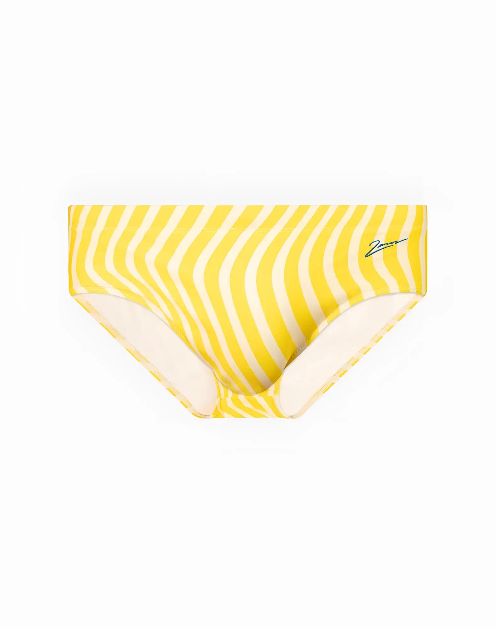 2EROS V40 printed swim sunga in yellow and cream stripes with a subtle logo on the side for men