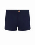Navy blue 2EROS V60 Bondi Series 2 swim trunks with rose gold waistband button and side embroidered logo