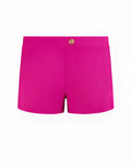 Fuchsia red 2EROS V60 Bondi series 2 swim trunks with gold button waistband and subtle side brand embroidery