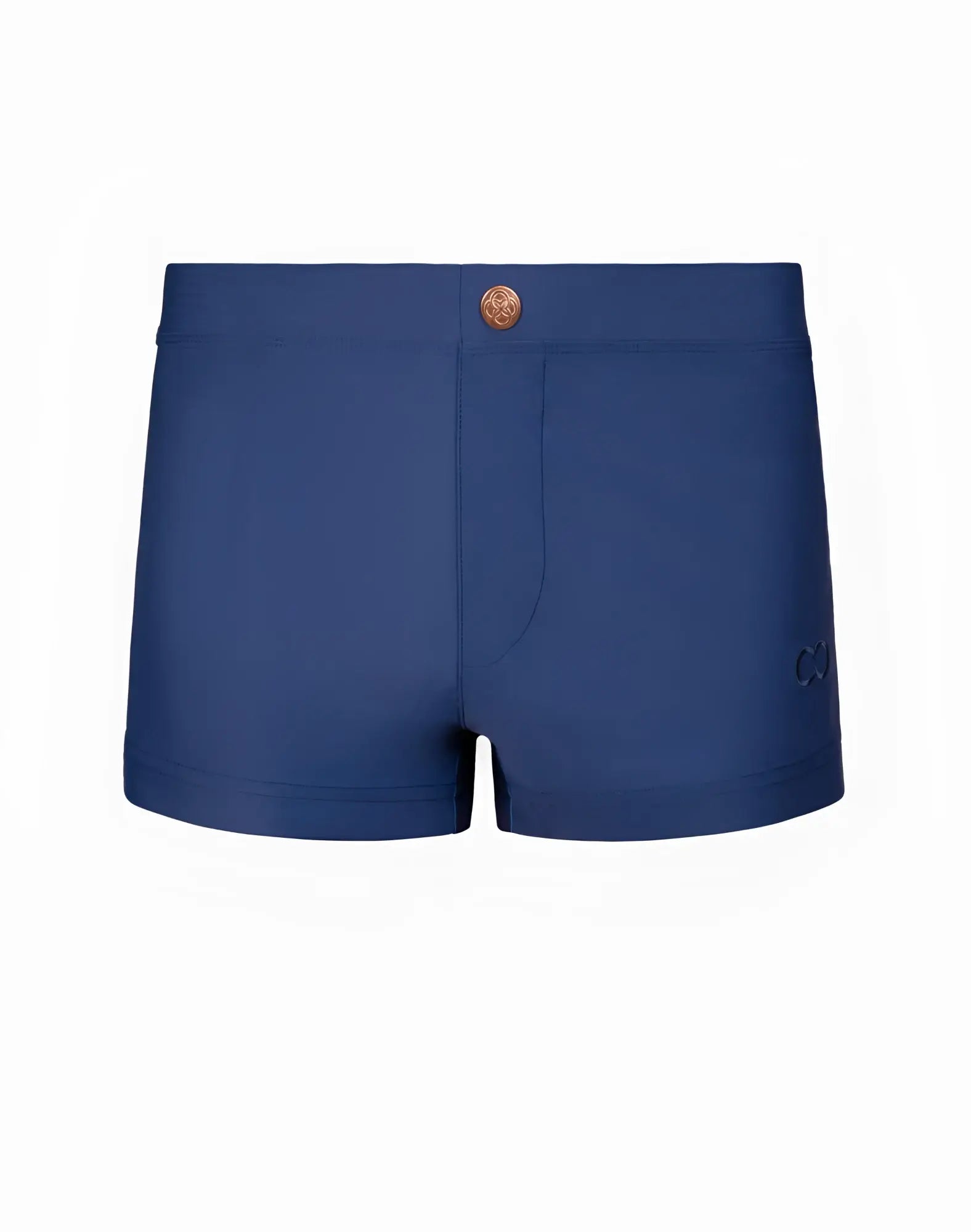 Navy 2EROS V60 Bondi Series 2 swim trunks with gold-toned button and subtle side logo designed for swimming