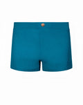 2eros v60 swim trunks in railroad teal featuring ribbed fabric gold toned button and small side logo