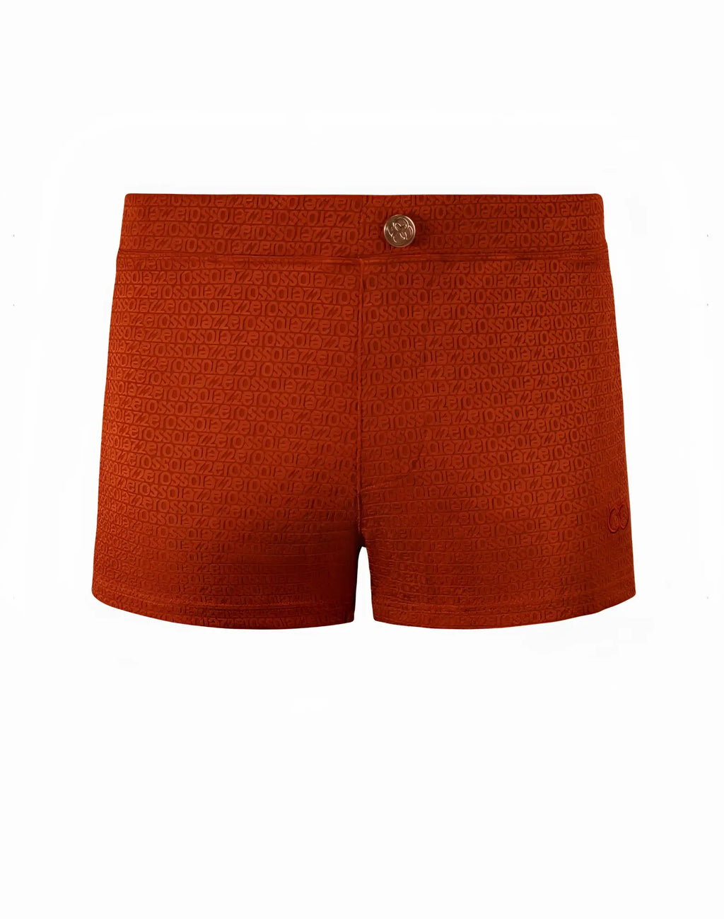 Copper colored 2EROS V60 textured swim trunk with a repeating zess pattern for stylish beachwear