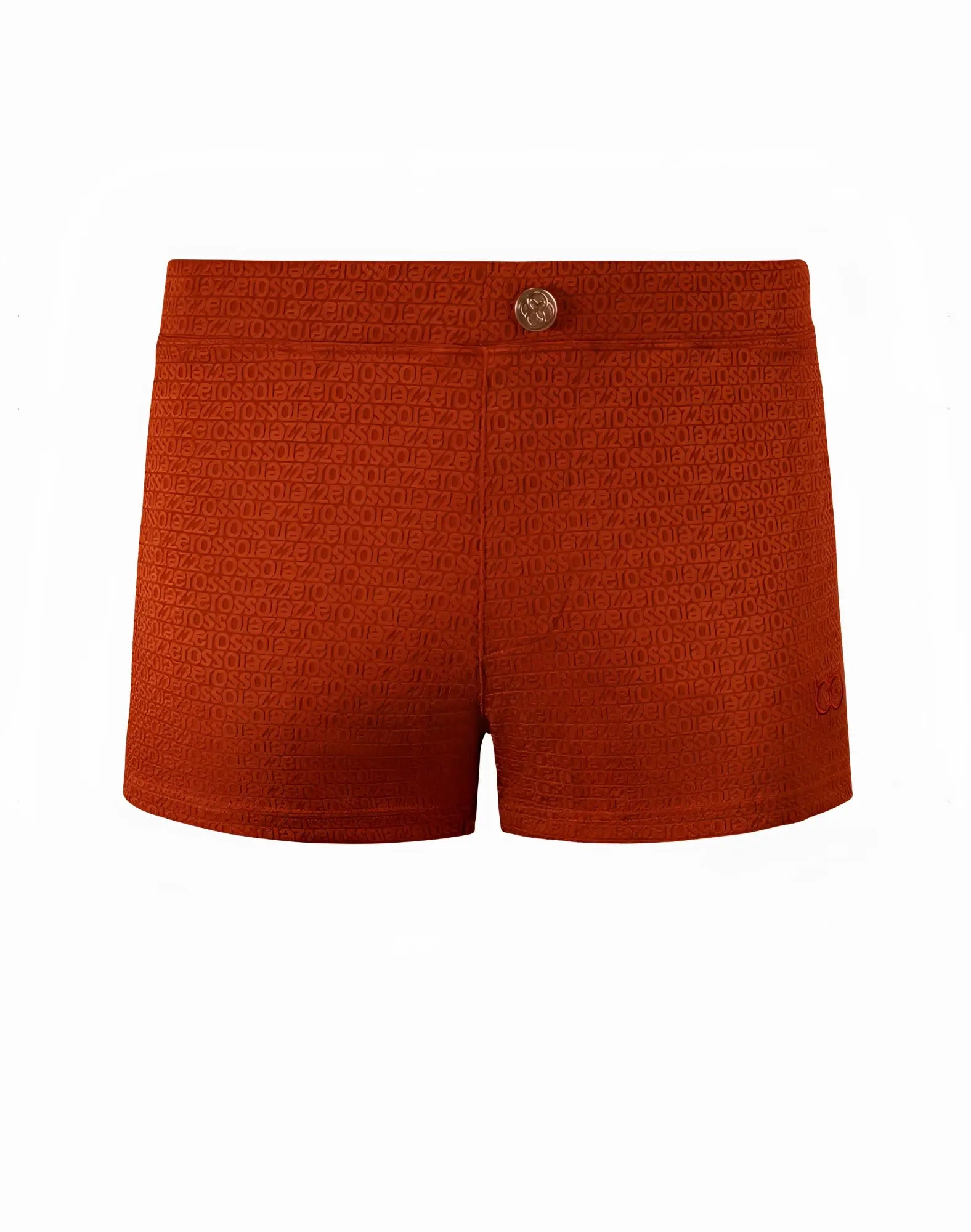 Copper colored 2EROS V60 textured swim trunk with a repeating zess pattern for stylish beachwear