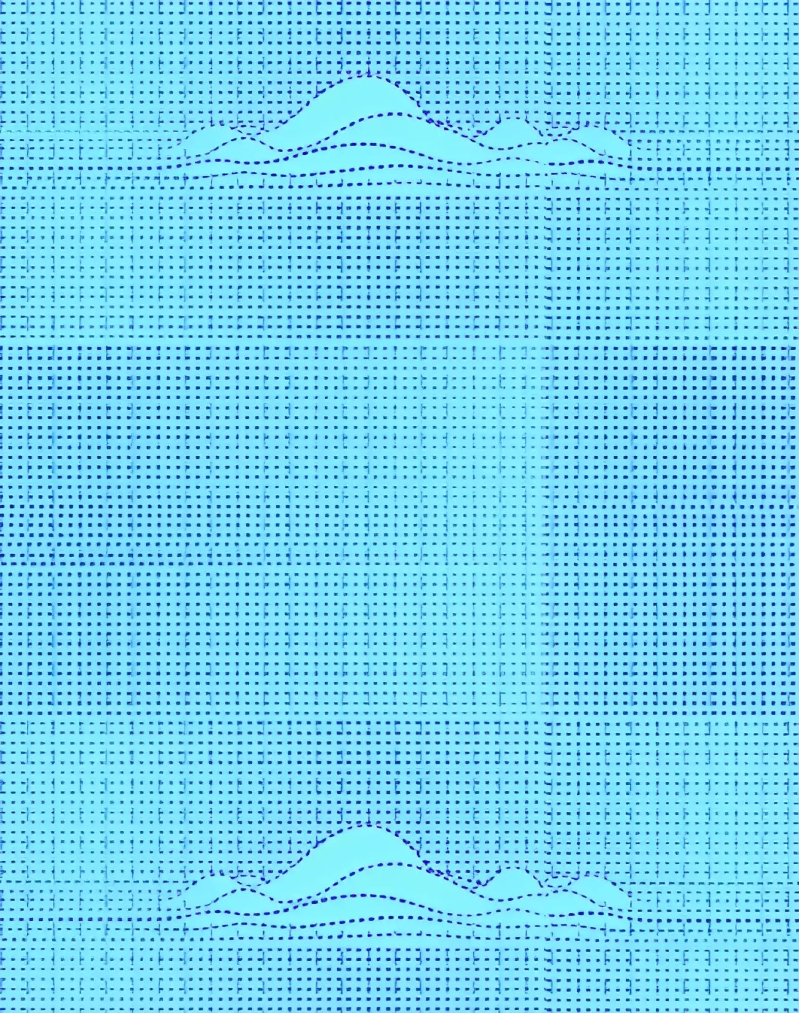 A stylized blue pixelated background with dotted mountain silhouettes for 2eros v80 print swim thong nautica green