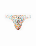 2eros v80 swim thong moana with vibrant pastel pink orange teal geometric pattern white drawstring and metallic hardware