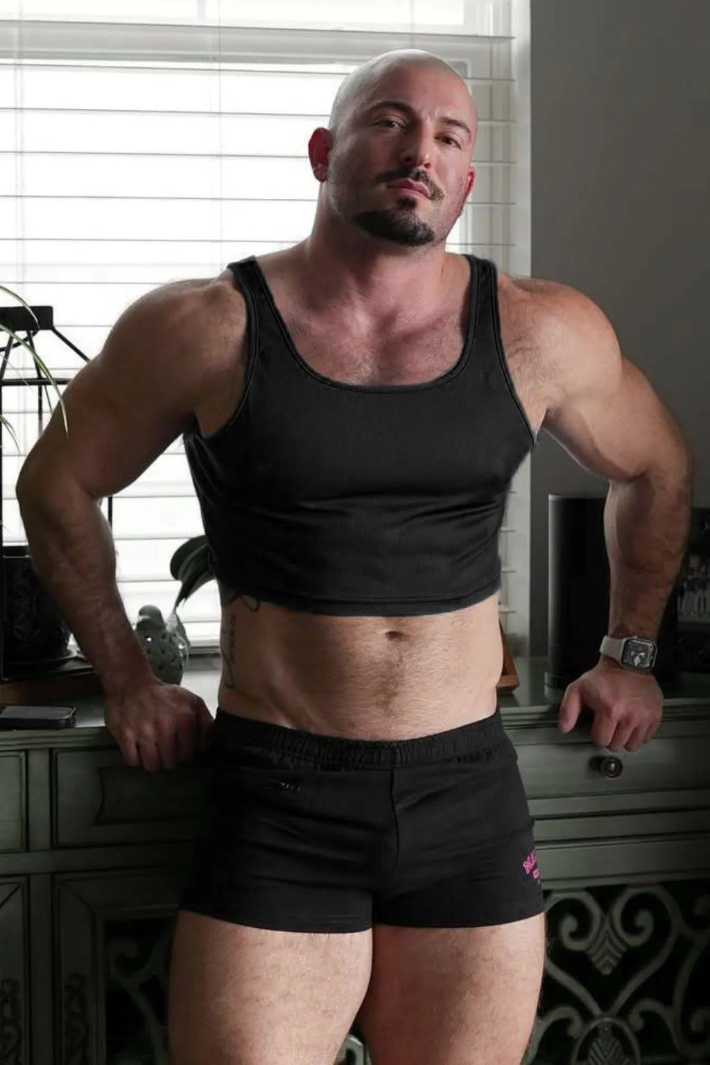 JJ Malibu Men's JJ Dry-Cool Crop Tank Top - Black