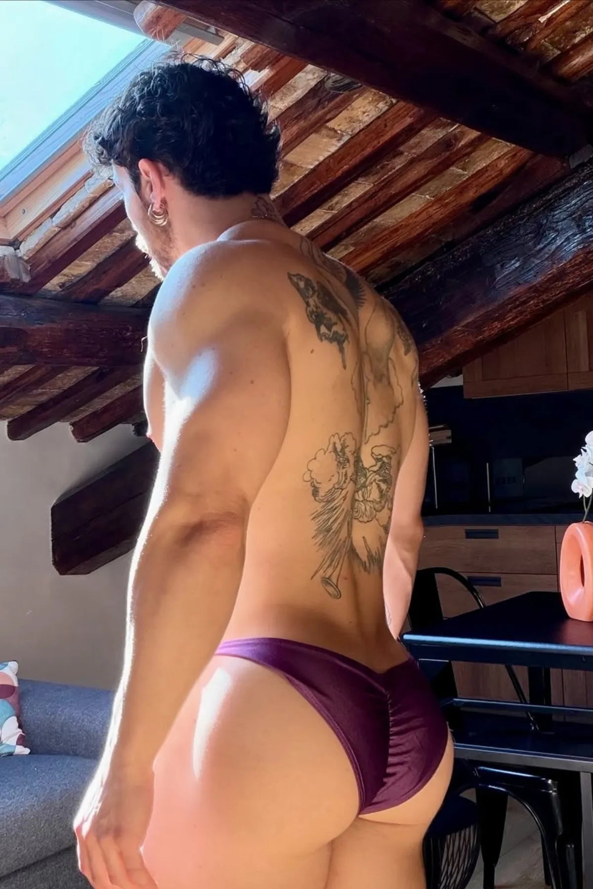 JJ Malibu Men's Dynamic Scrunch-Butt Bikini Briefs - Dark Purple