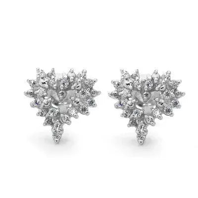 Heart Stud Earrings, Cubic Zirconia — 925 Sterling Silver