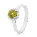 Peridot-Hue Cubic Zirconia Ring, Sterling Silver