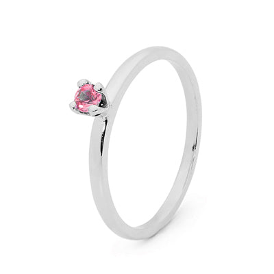 Stackable Ring, Pink Cubic Zirconia, Sterling Silver