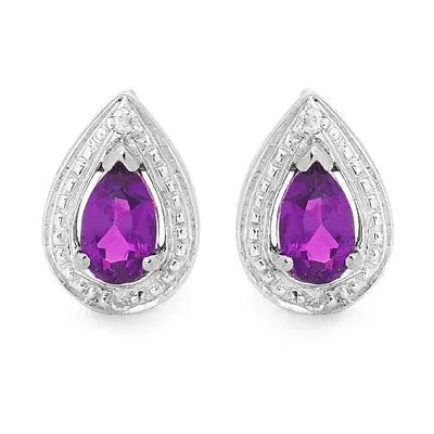 Amethyst Teardrop Earrings — 925 Sterling Silver