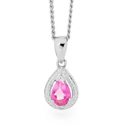 Pink Teardrop Pendant — 925 Sterling Silver