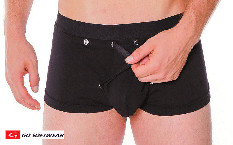 Go Softwear 2027 Men's Boxer w/Removable Cod Piece - Black