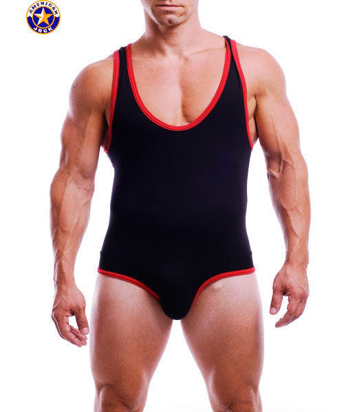 AMERICAN JOCK 8638 Men's Endurance Jock Singlet - Black/Red