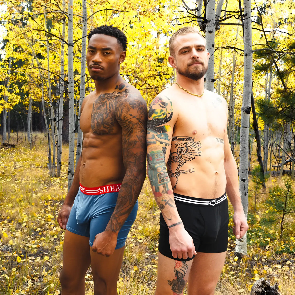 Blue and red shea dual pouch boxer briefs with snug fit and elastic waistband from sheath 4.0 best-seller bundle
