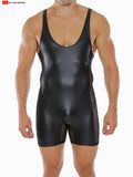 AMERICAN JOCK 4198 Men's Noir Pleather Singlet - Black/Black