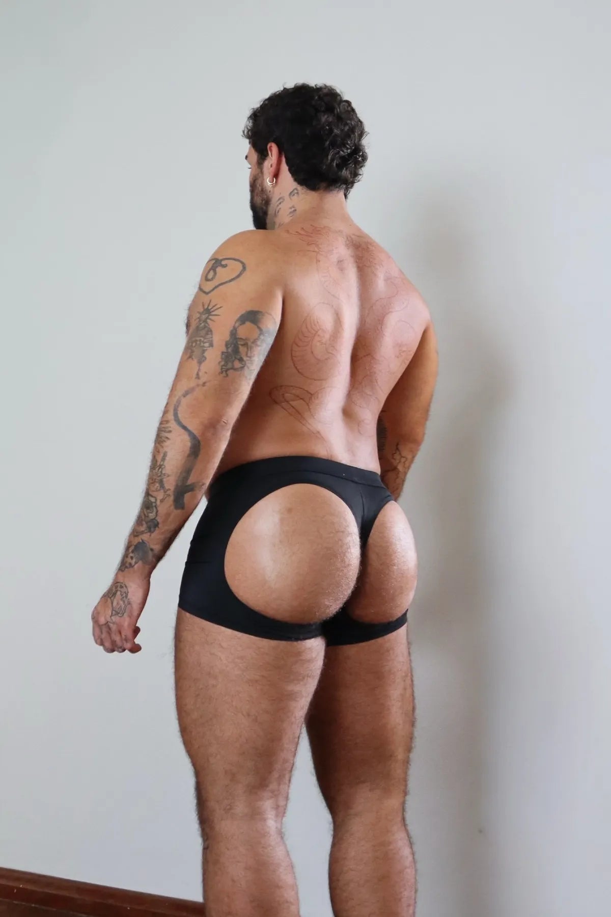 JJ Malibu Men's Juicy JJ Boxers with Rear Cutouts - Midnight Black