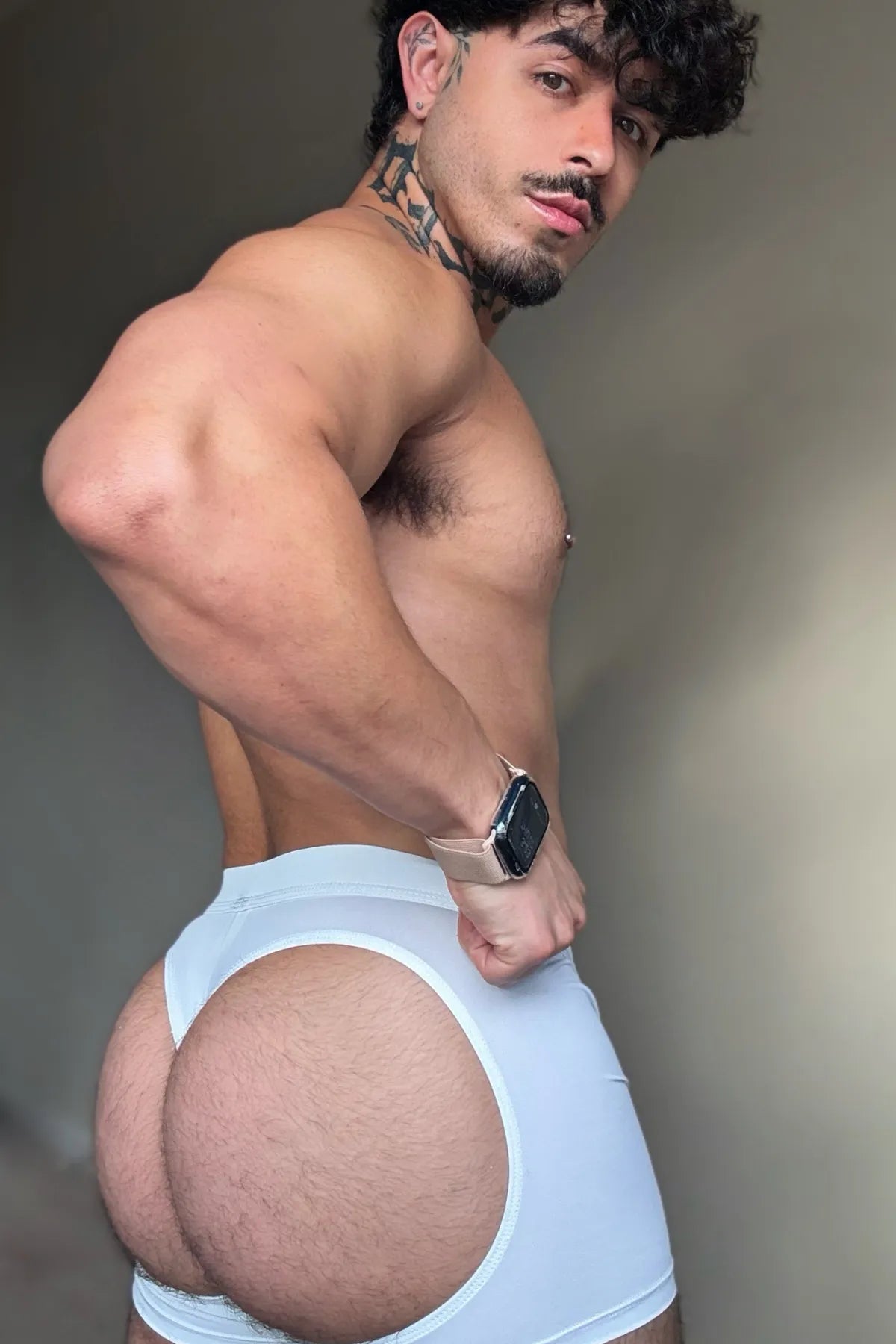 JJ Malibu Men's Juicy JJ Boxers with Rear Cutouts - Polar White